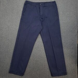 Wallace and Barnes Officer Chino Pants Mens 34x32 Navy Blue Selvedge Button Fly